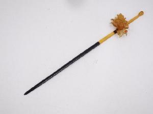 アンティーク　本鼈甲彫牡丹図　舞子用簪　□z